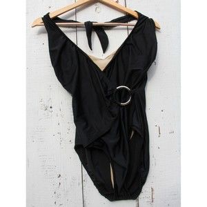 Shape Detector Black Ring Halter One-Piece Swimsuit Women's Size 10 US